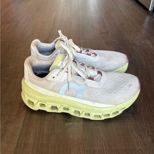 On Running Women's Running Shoes - Cloudmonsters (grey and lime green)